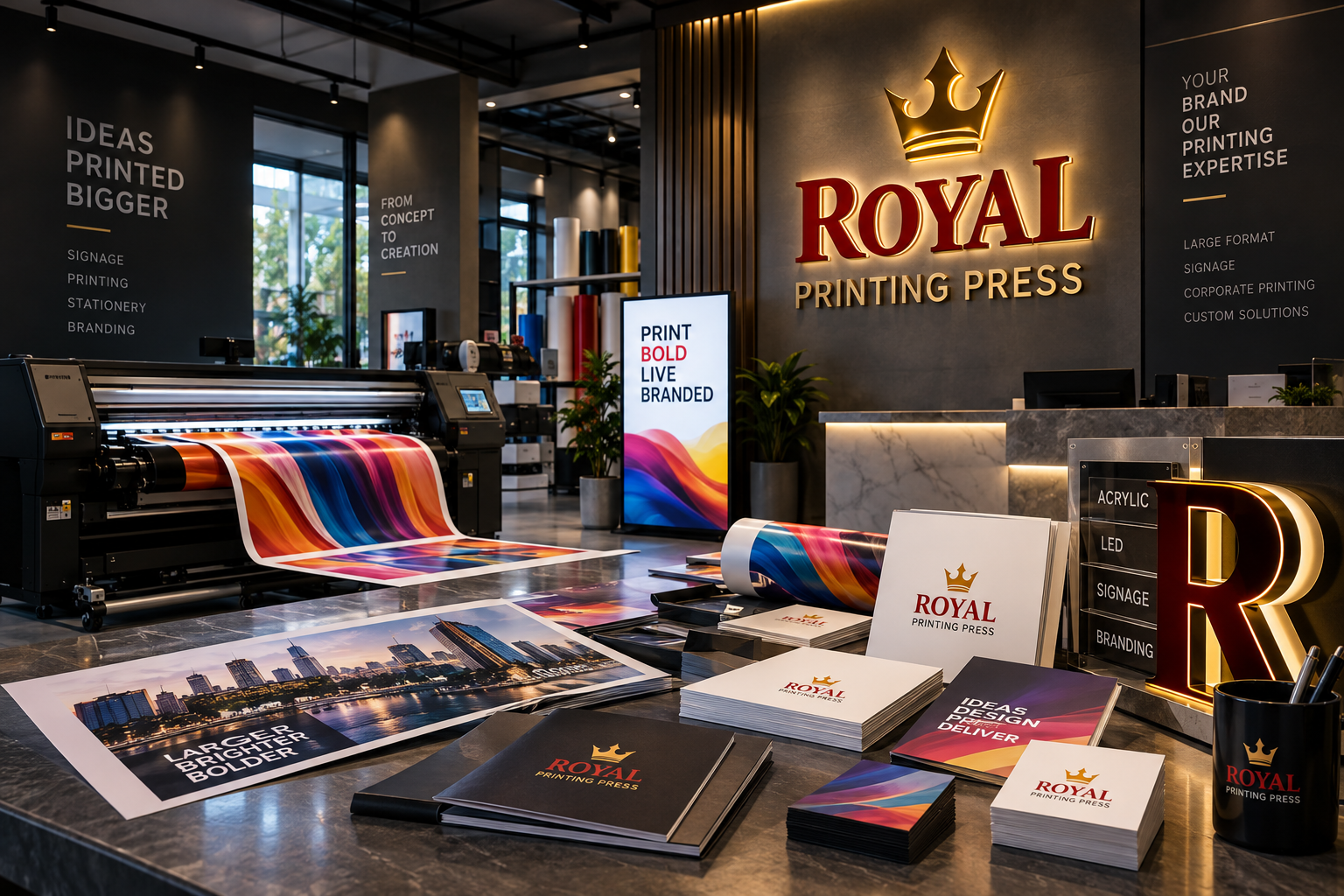 Premium custom signage and printing work by Royal Printing Press in Gurgaon